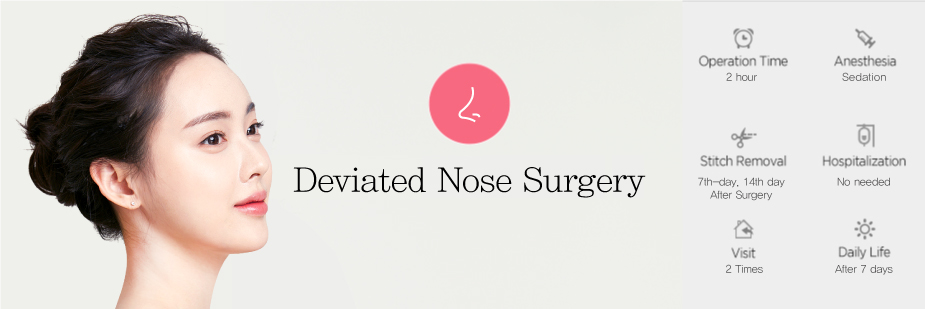 Low Nose Bridge operation time - 2 hours / Anesthesia - sedation / Stitch Removal - 7th day, 14th day After Surgery / Hospitalization - No needed / Visit - 2 times / Daily Life - After 7 days